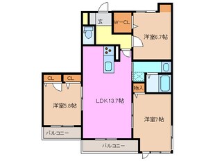 益生駅 徒歩33分 3階の物件間取画像